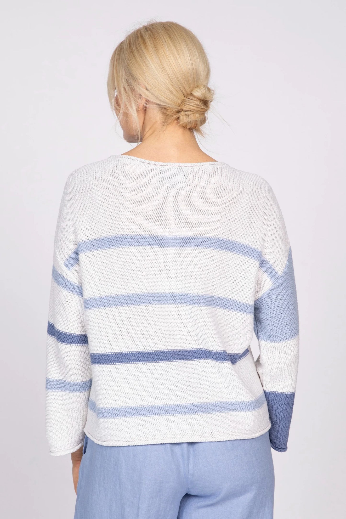Color Block Split Stripe Sweater Pool