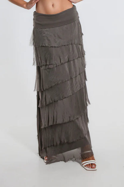 Elisa Silk Ruffle Skirt
