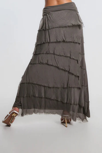 Elisa Silk Ruffle Skirt
