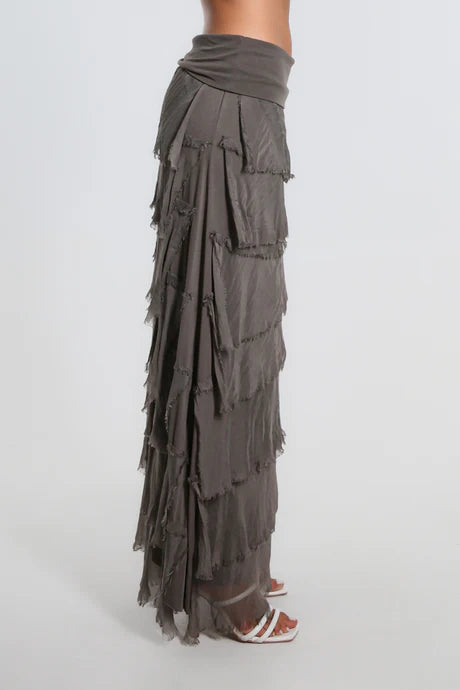 Elisa Silk Ruffle Skirt