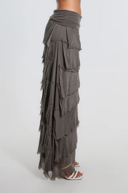 Elisa Silk Ruffle Skirt