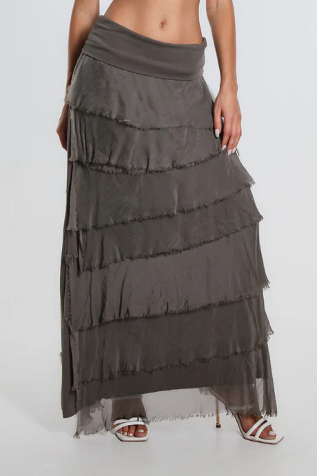 Elisa Silk Ruffle Skirt