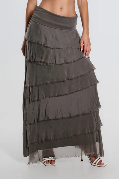 Elisa Silk Ruffle Skirt