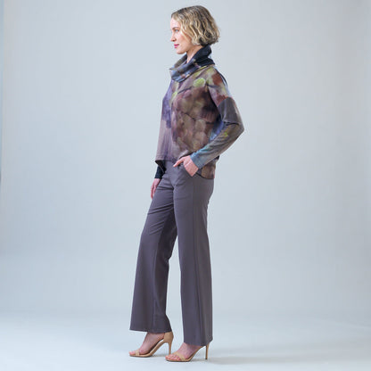 Cozy Knit - Tipped Hem Sweater - Watercolor Garden
