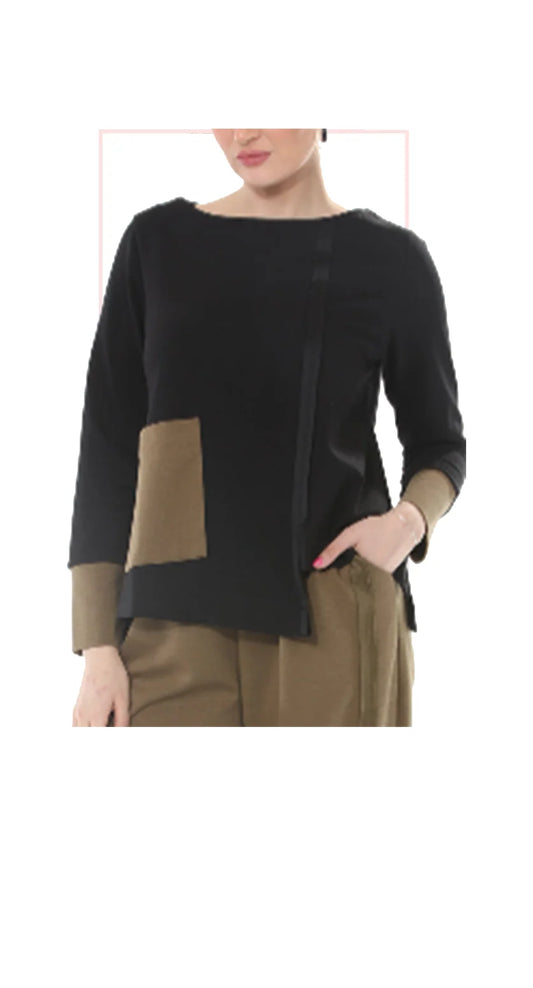 Color-Block Asymmetric Hem Top