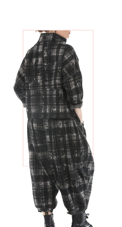 Women's Plaid Half-Zip Top