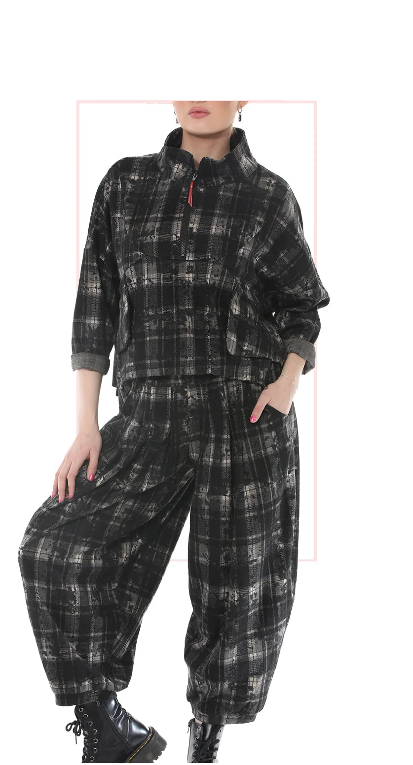Women's Plaid Half-Zip Top
