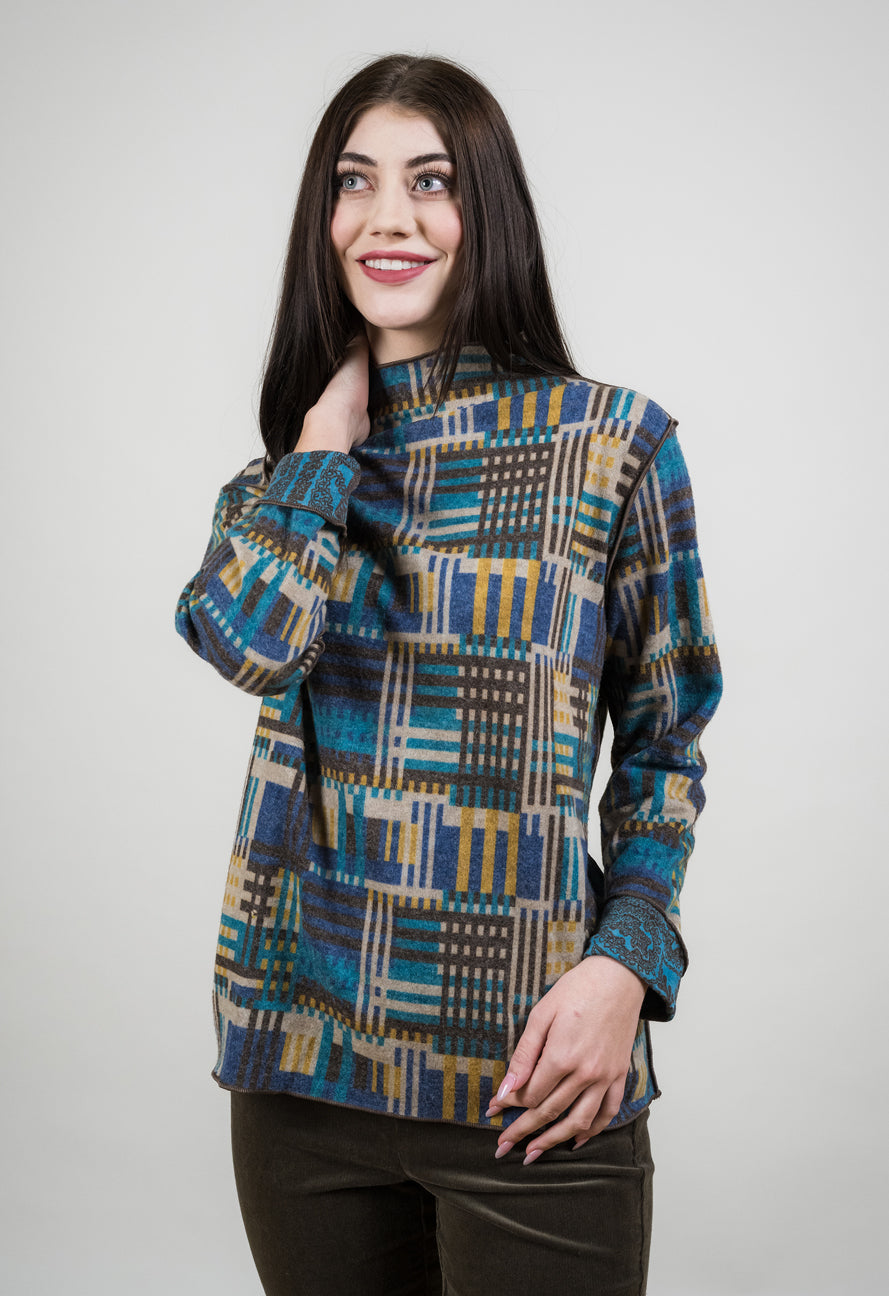 Brushed Reversible Mock Neck Top