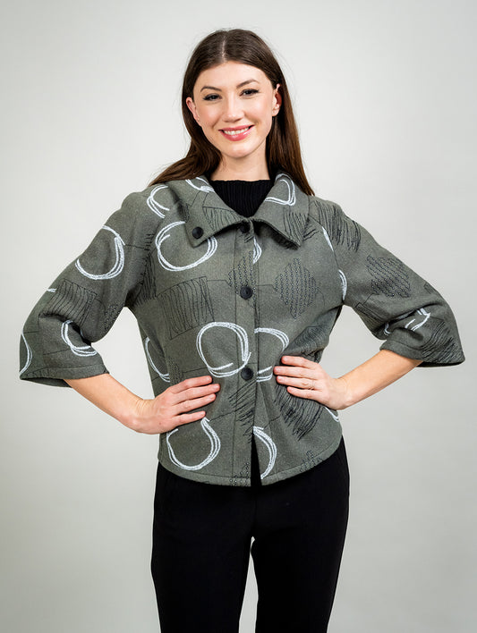 Short Swing Jacket with Oversized Collar
