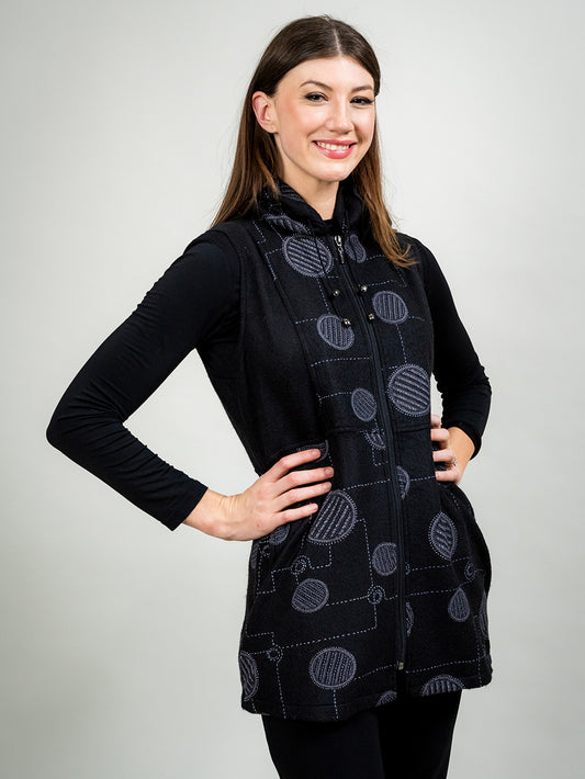 Zip-Up Vest with Drawstring Collar