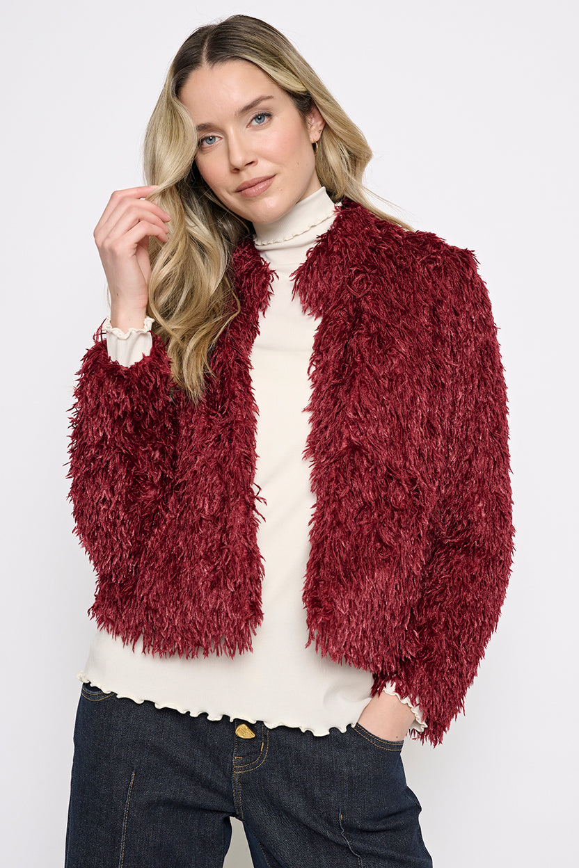 Faux Feather Short Jacket