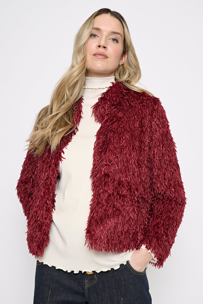 Faux Feather Short Jacket