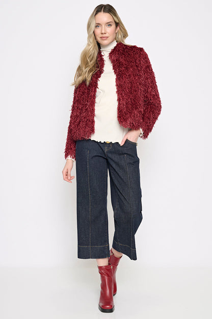 Faux Feather Short Jacket