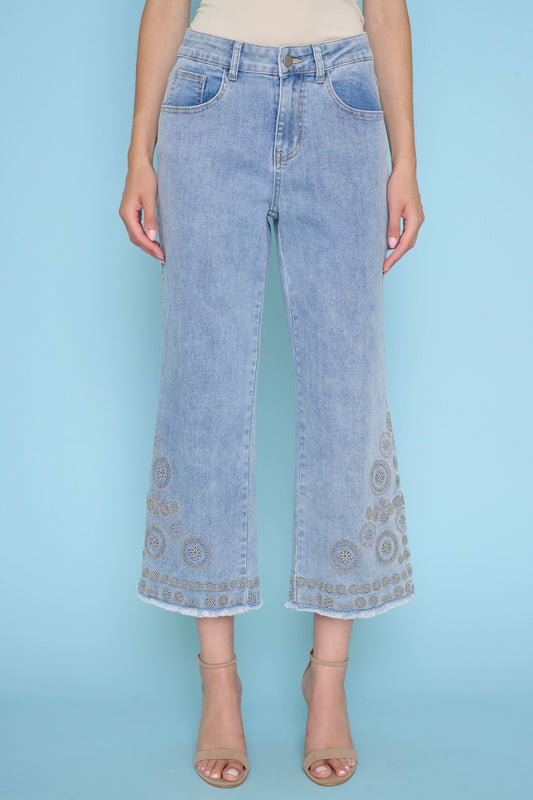 Embroidered Cropped Jeans