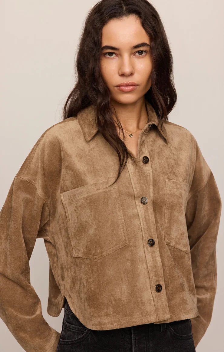 All Day Cropped Suede Jacket