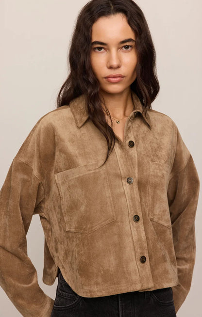 All Day Cropped Suede Jacket