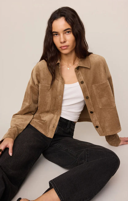 All Day Cropped Suede Jacket
