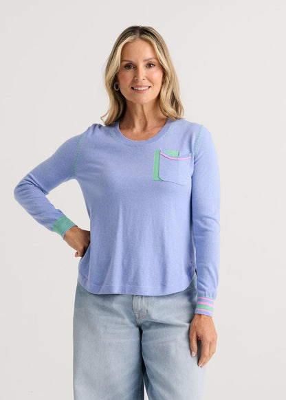 Contrast Stitch Pocket Knit Sweater