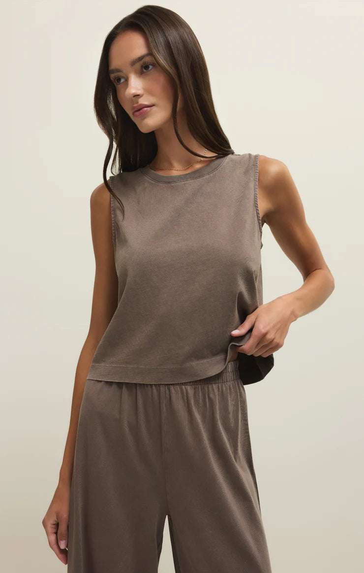 Sloane Cotton Jersey Tank - Perfectly Taupe