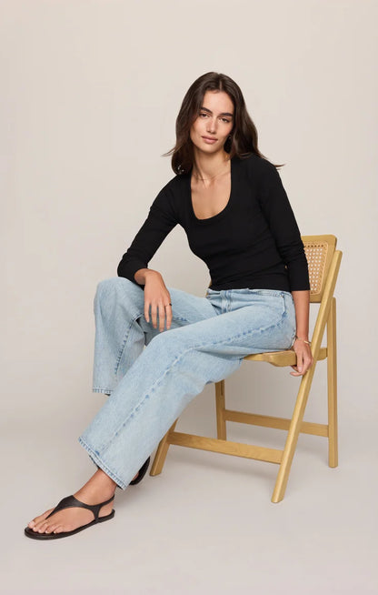 Greyson Scoop Long Sleeve Tee Black