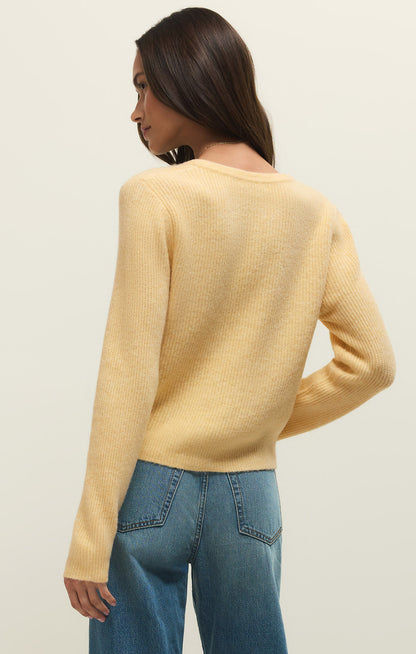 Medina Cozy Rib Cardigan Custard