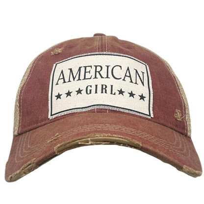 American Girl Distressed Trucker Hat Baseball Cap