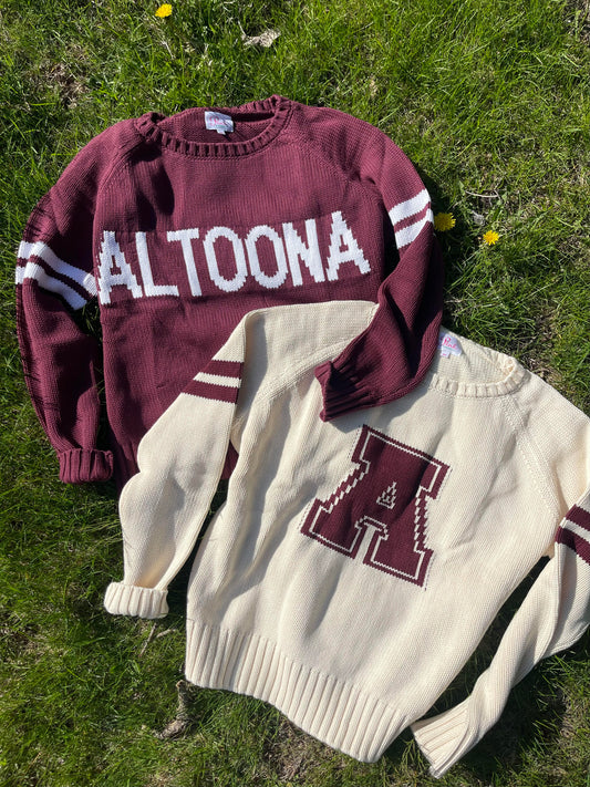 Altoona "A" Cream Varsity Sweater