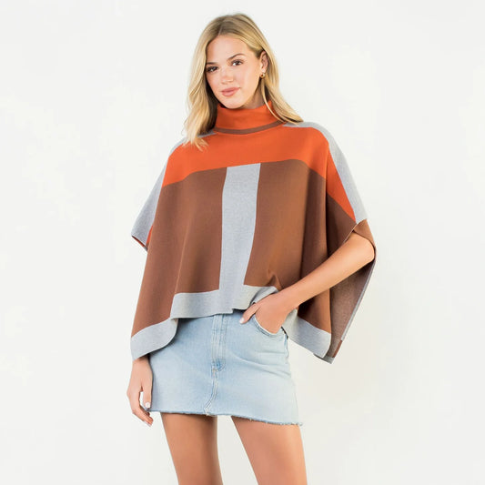 Colorblock Poncho