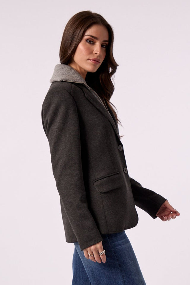 Colette Blazer With Sweater Insert in Heather Grey