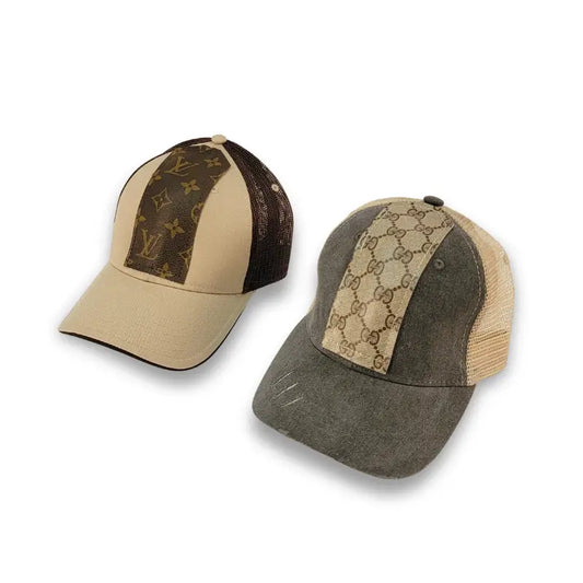 Couture Cap Trucker Hat in Upcycled LV, GG
