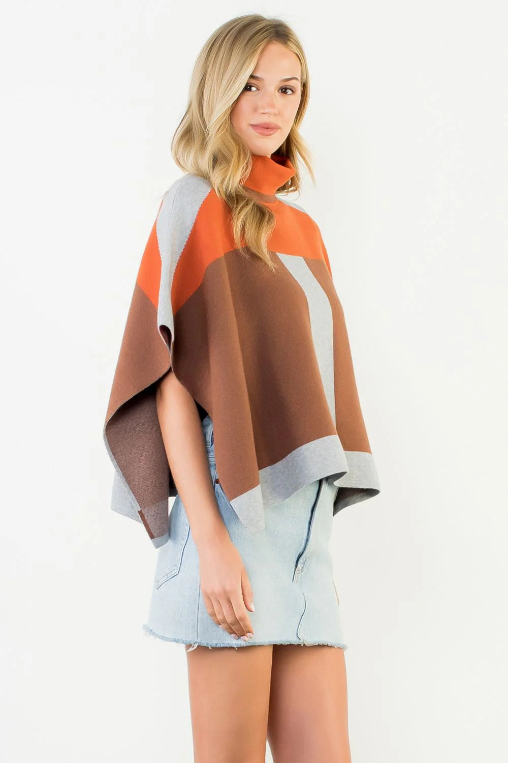 Colorblock Poncho