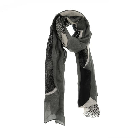 Grey Circles and Dots Scarf