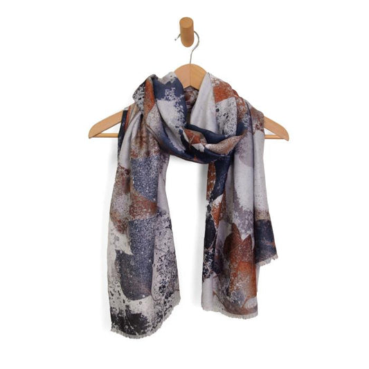Neutral Leaf Imprint Scarf