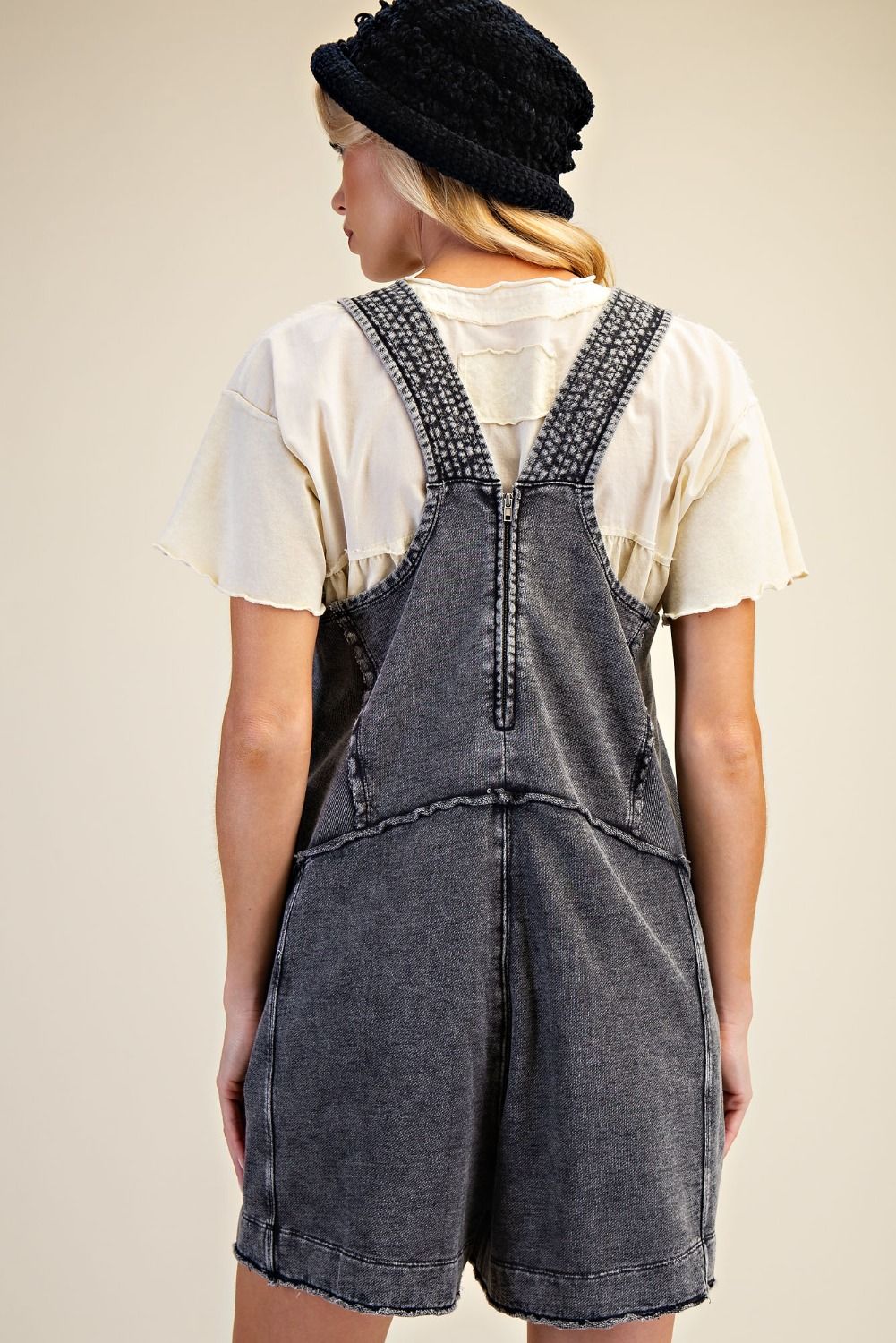 MINERAL WASHED TERRY SHORT ROMPER