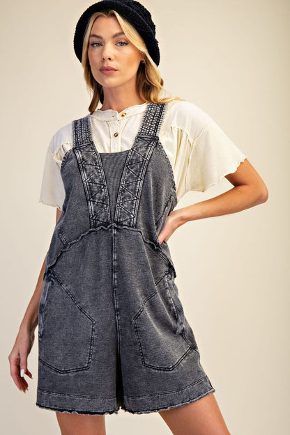 MINERAL WASHED TERRY SHORT ROMPER