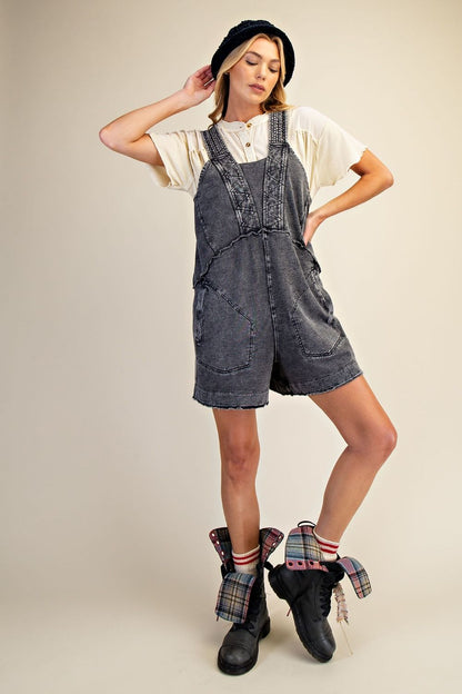 MINERAL WASHED TERRY SHORT ROMPER