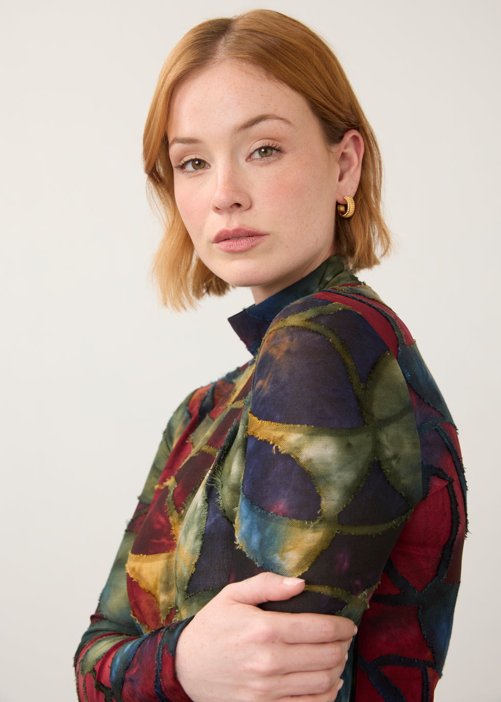 Long Sleeve Mock Neck Top, Autumnal
