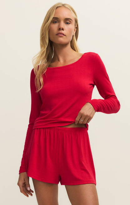 FELT CUTE LONG SLEEVE RIB TOP