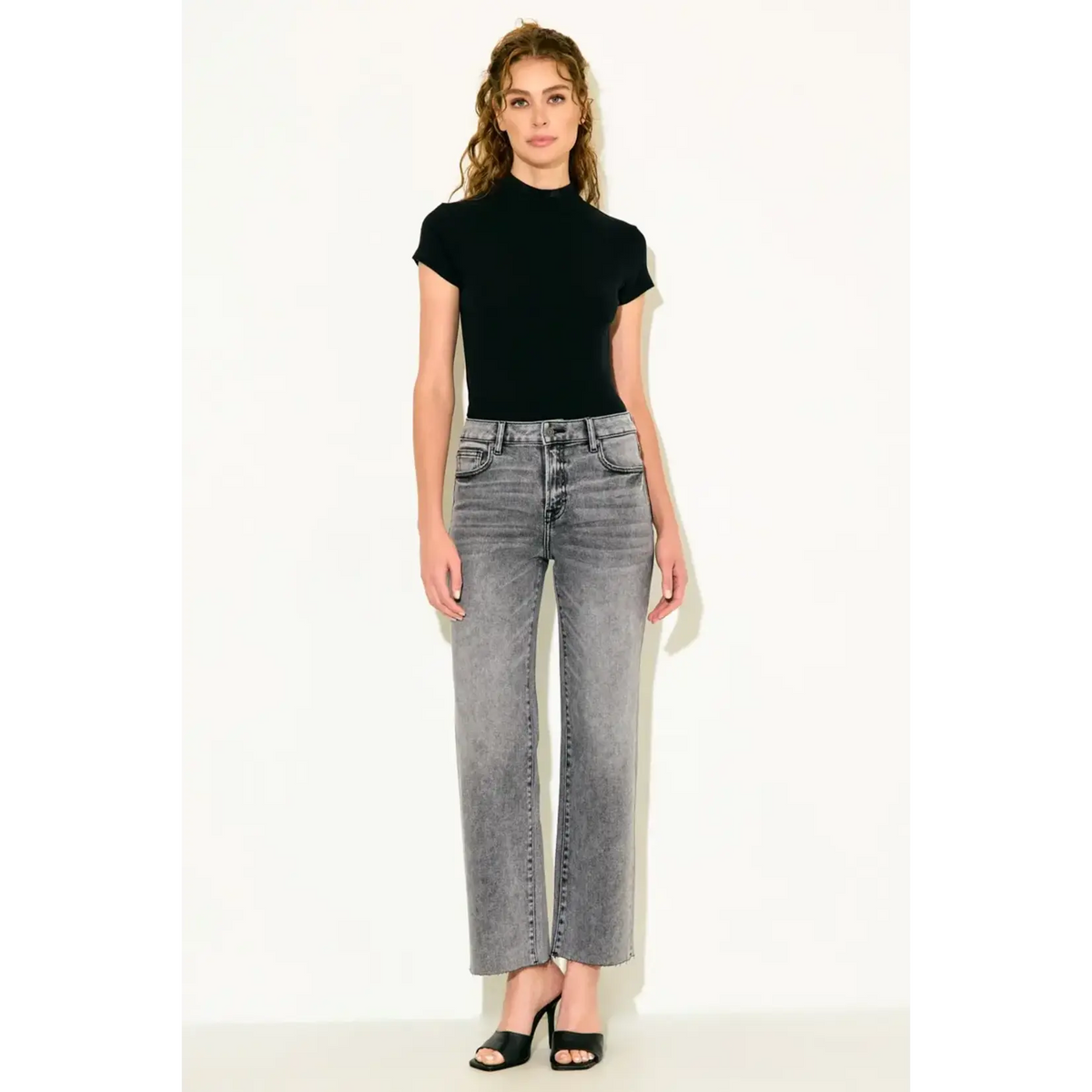HIDDEN WASHED GREY CLASSIC STRAIGHT WITH CLEAN CUT HEM