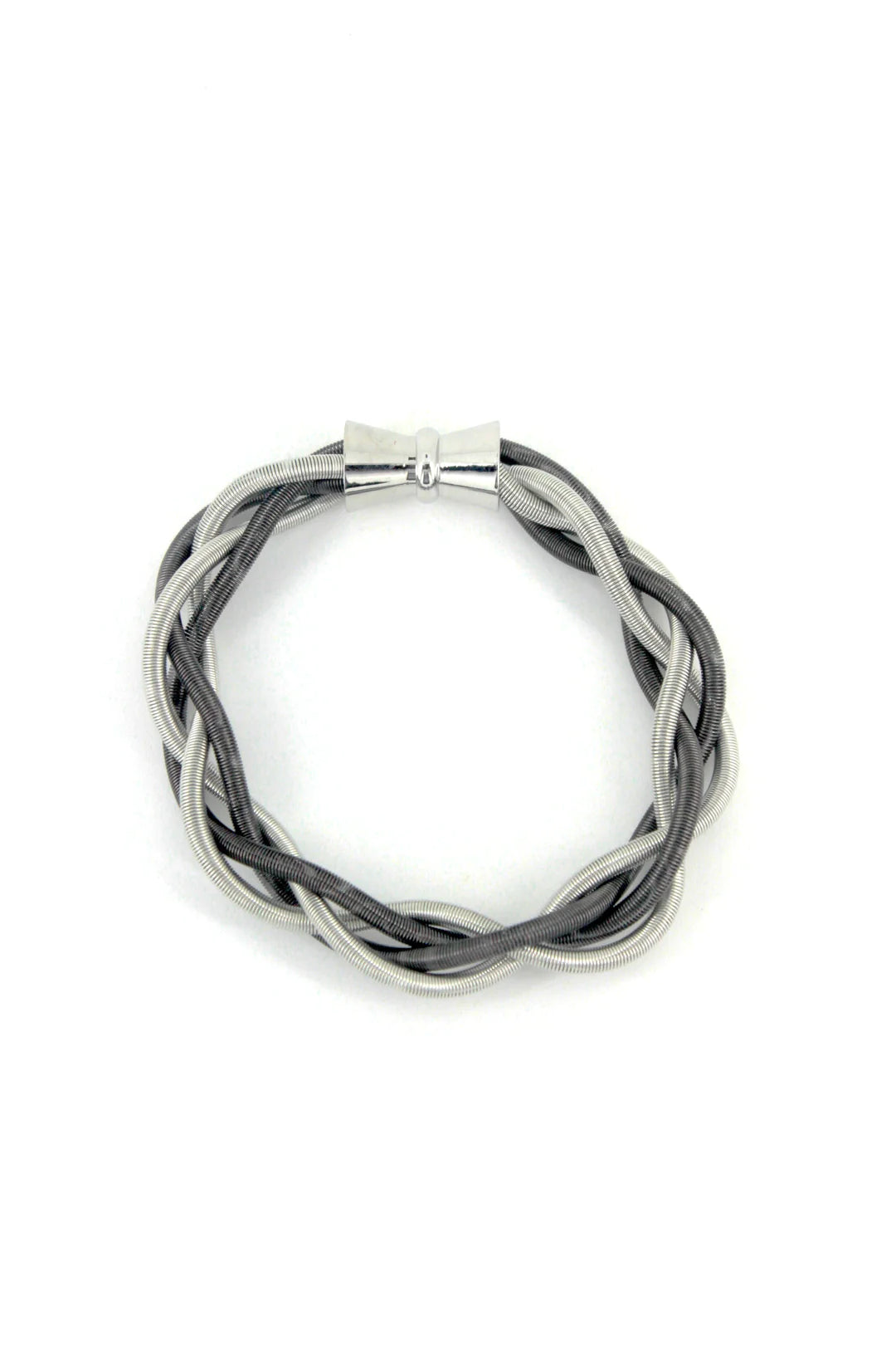 Silver/Slate braided bracelet with magnet closure
