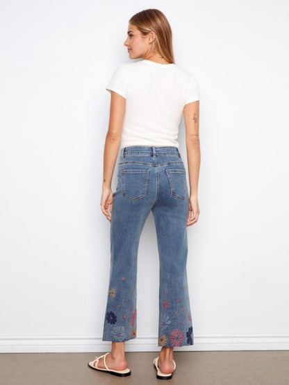 Floral Embroidered Straight Leg Jeans