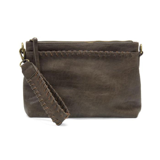 Taupe Oakley Whipstitch Topzip Wristlet/Crossbody