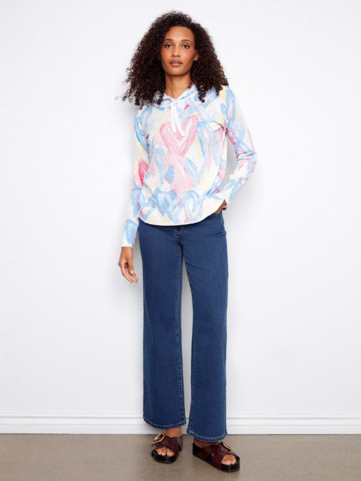 Reverse Print Hoodie Sweatshirt Rainbow