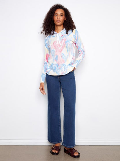 Reverse Print Hoodie Sweatshirt Rainbow