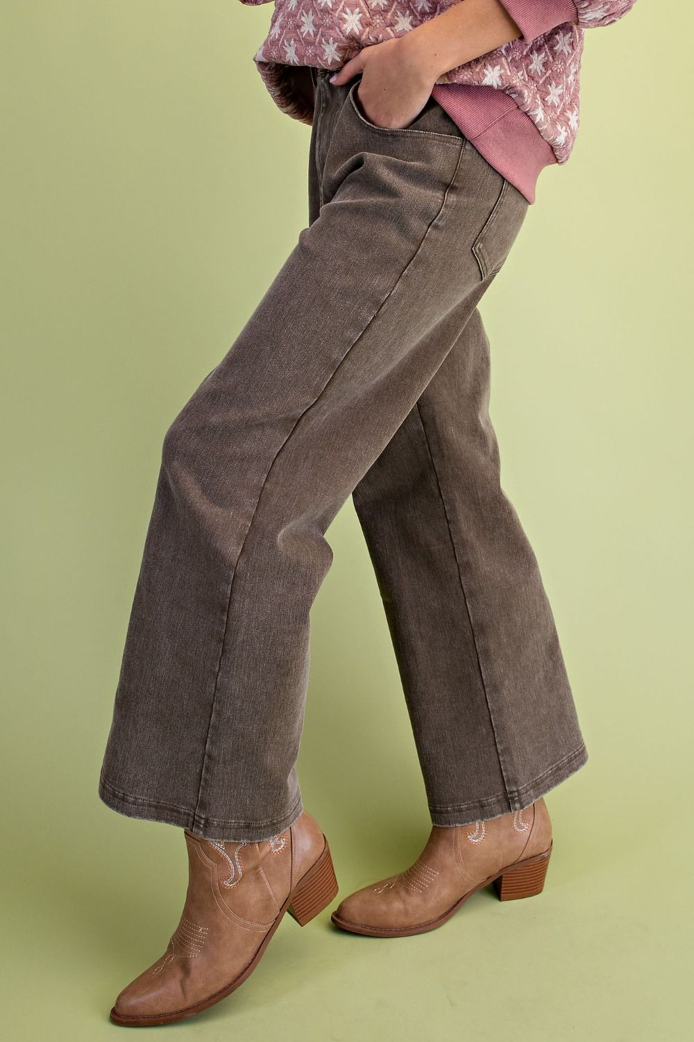 WASHED STRETCH TWILL PANTS OLIVE