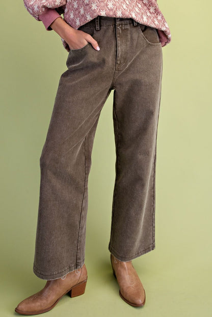 WASHED STRETCH TWILL PANTS OLIVE