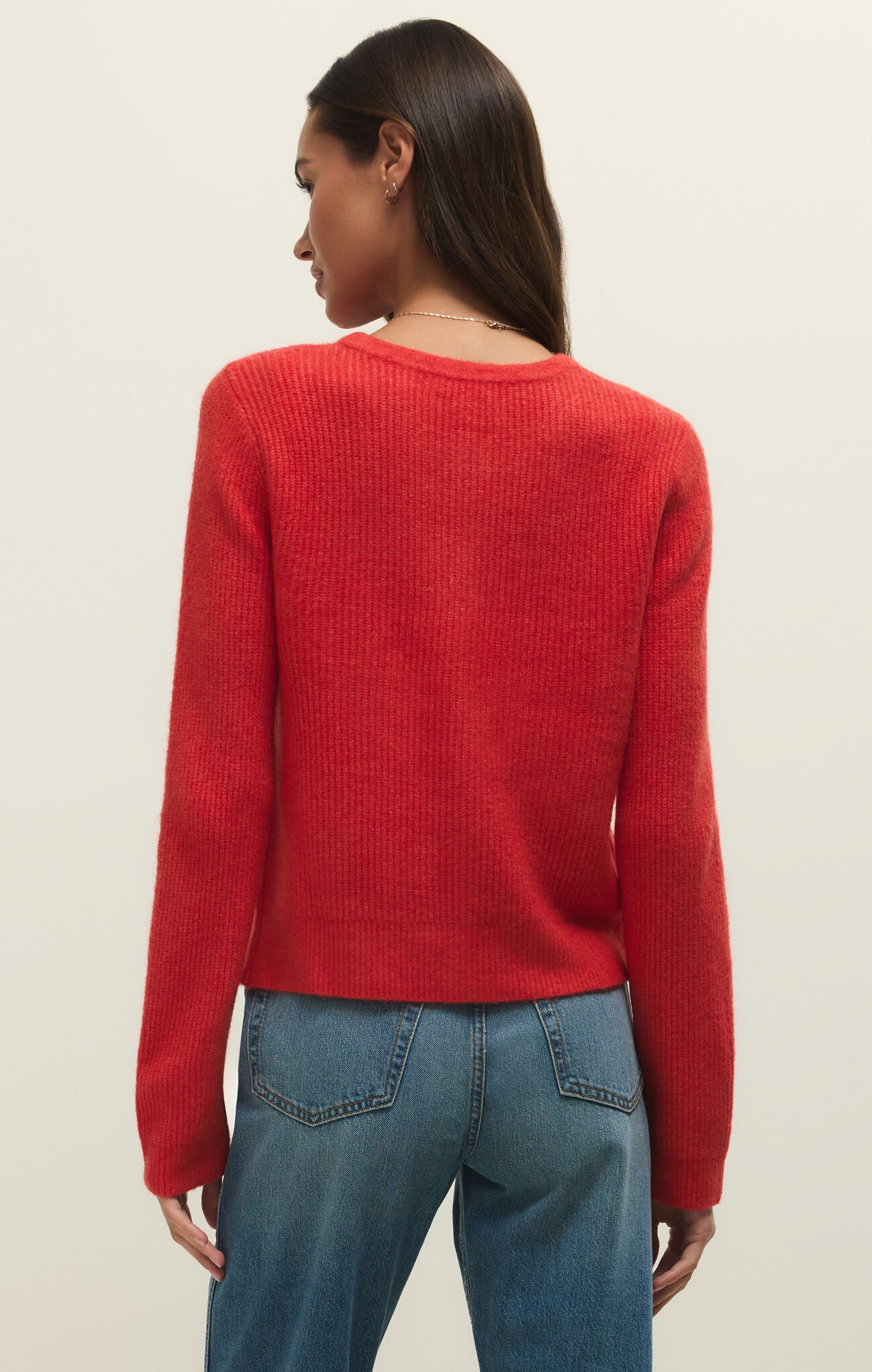 Medina Cozy Rib Cardigan Red Lotus
