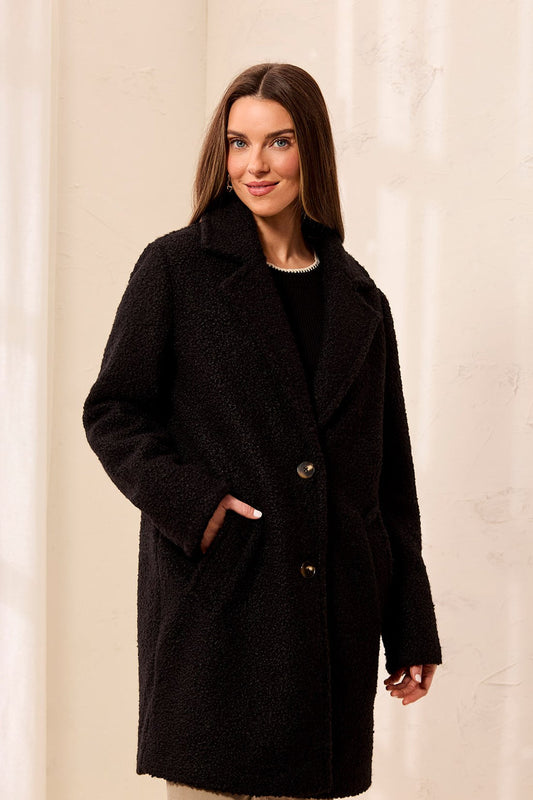 Boucle Single Breast Button-Front Coat