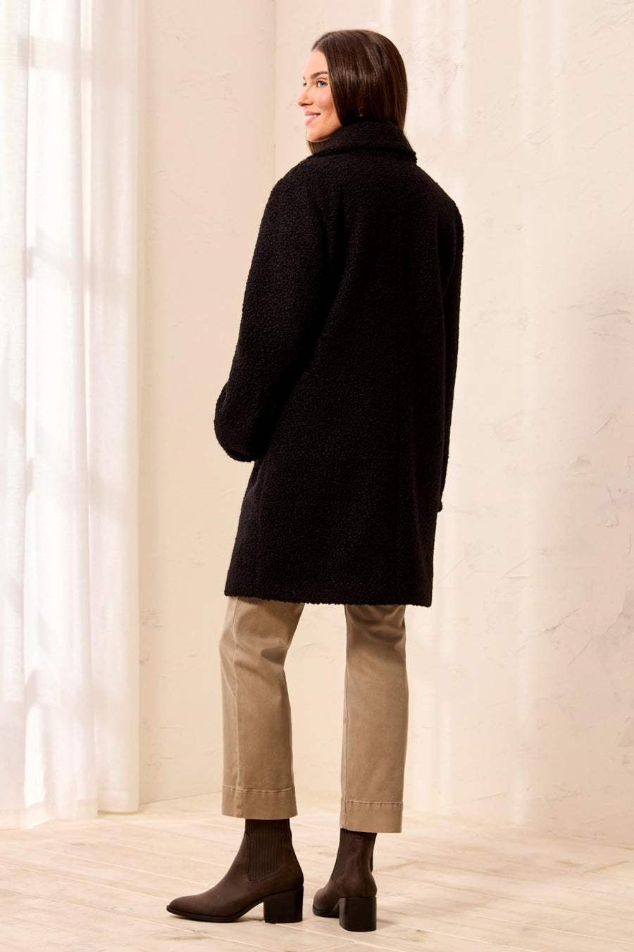 Boucle Single Breast Button-Front Coat