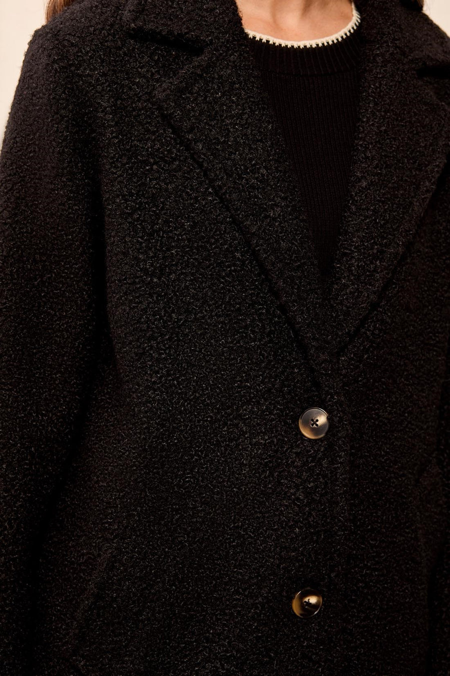Boucle Single Breast Button-Front Coat